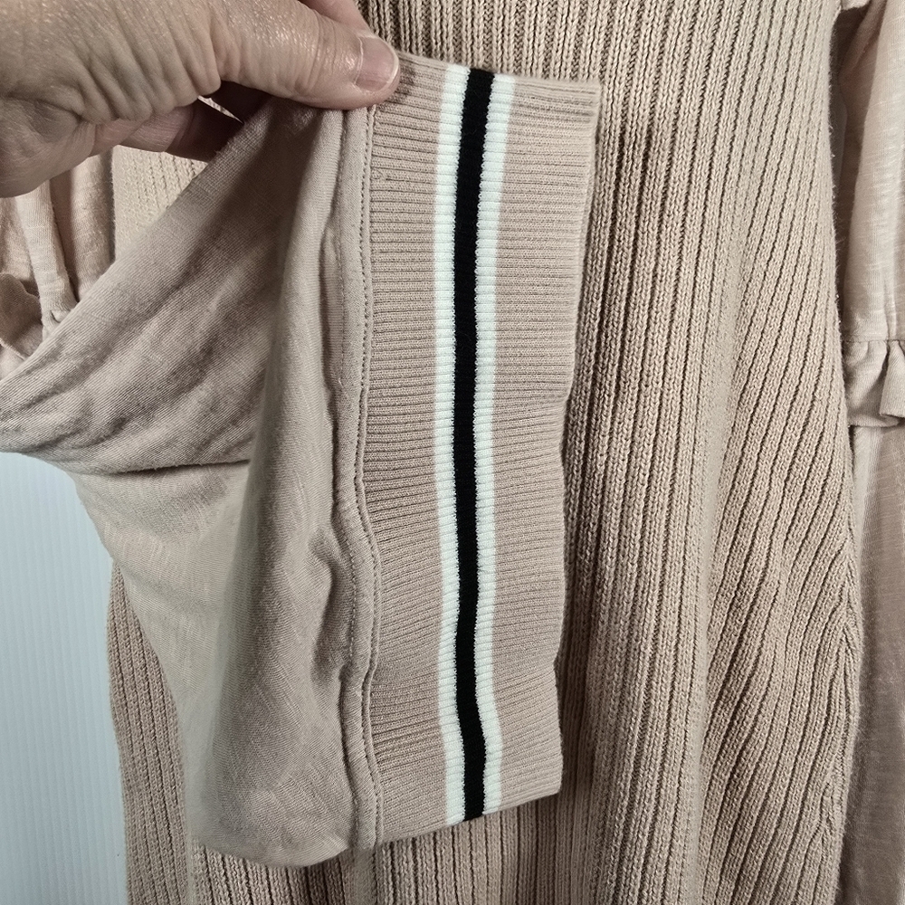 Free People 'Zou Bisou' Bell Sleeve Ribbed Mini Sweater Dress Size XS Nude Rose - Picture 11 of 16